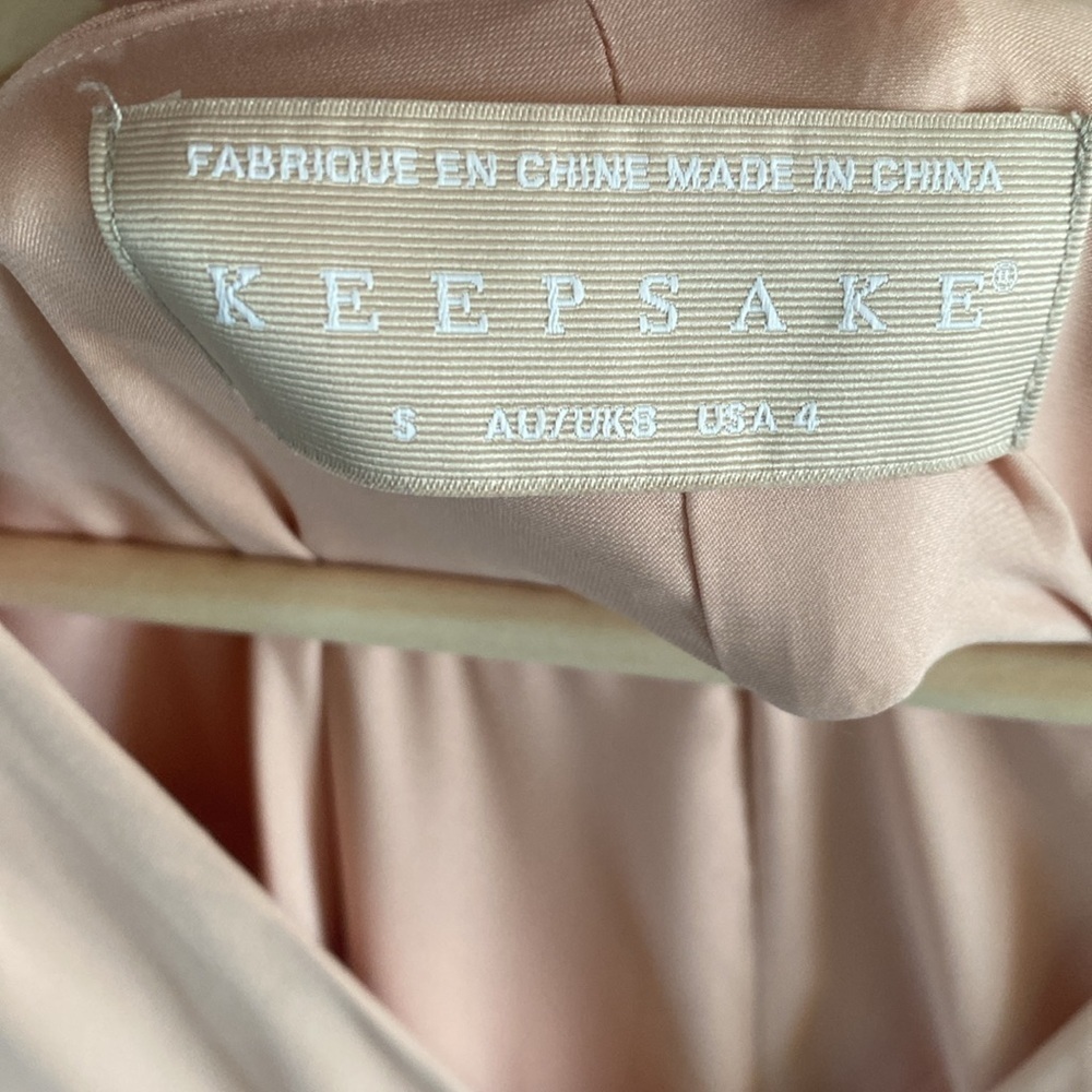 KEEPSAKE Kinship Blush Pink V Neck Gold Button Flare Sleeve Midi Dress Size 4 - Picture 5 of 16